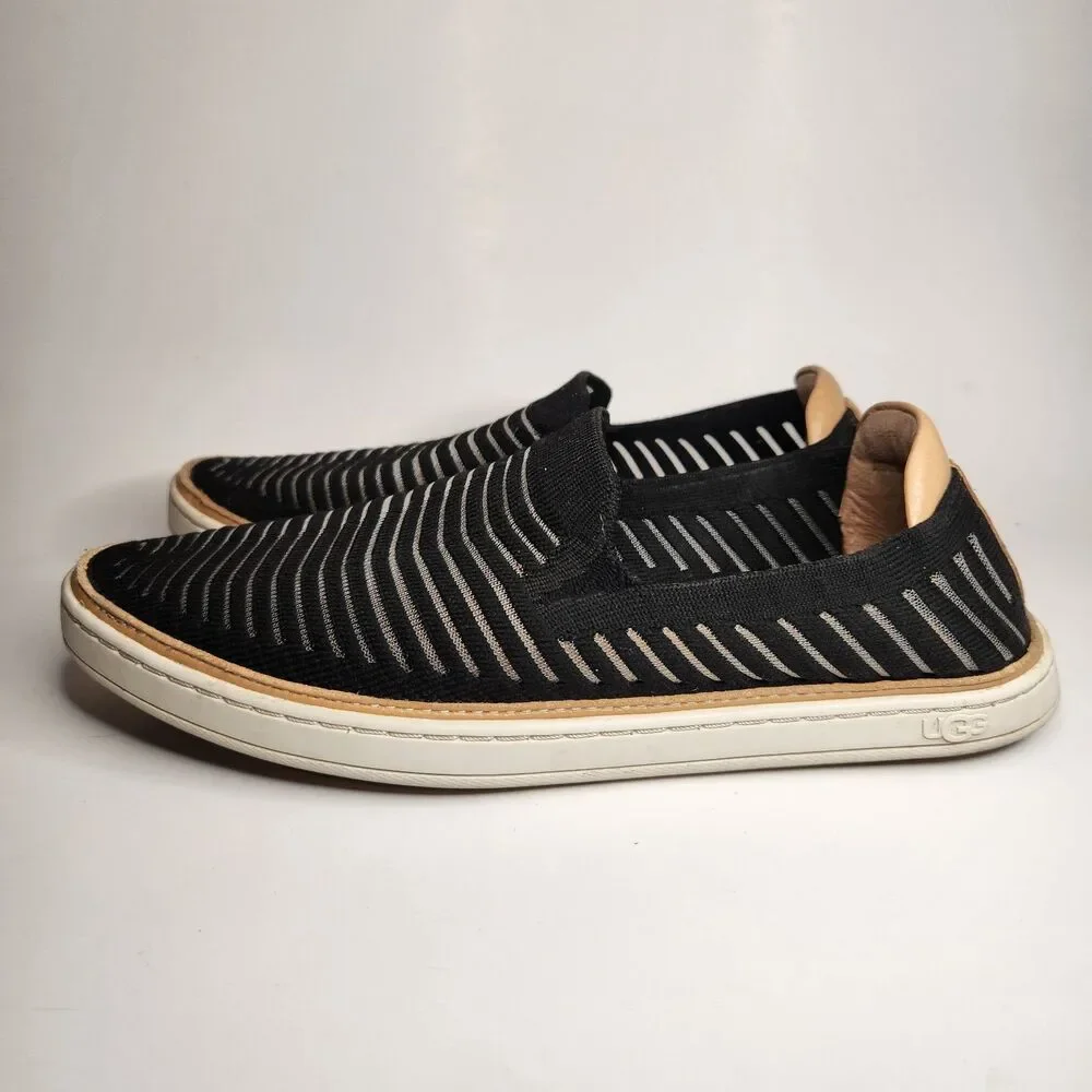 UGG Sammy Breeze Slip‎ On Sneaker Womens 7.5 Black Sheer Striped Stretchy